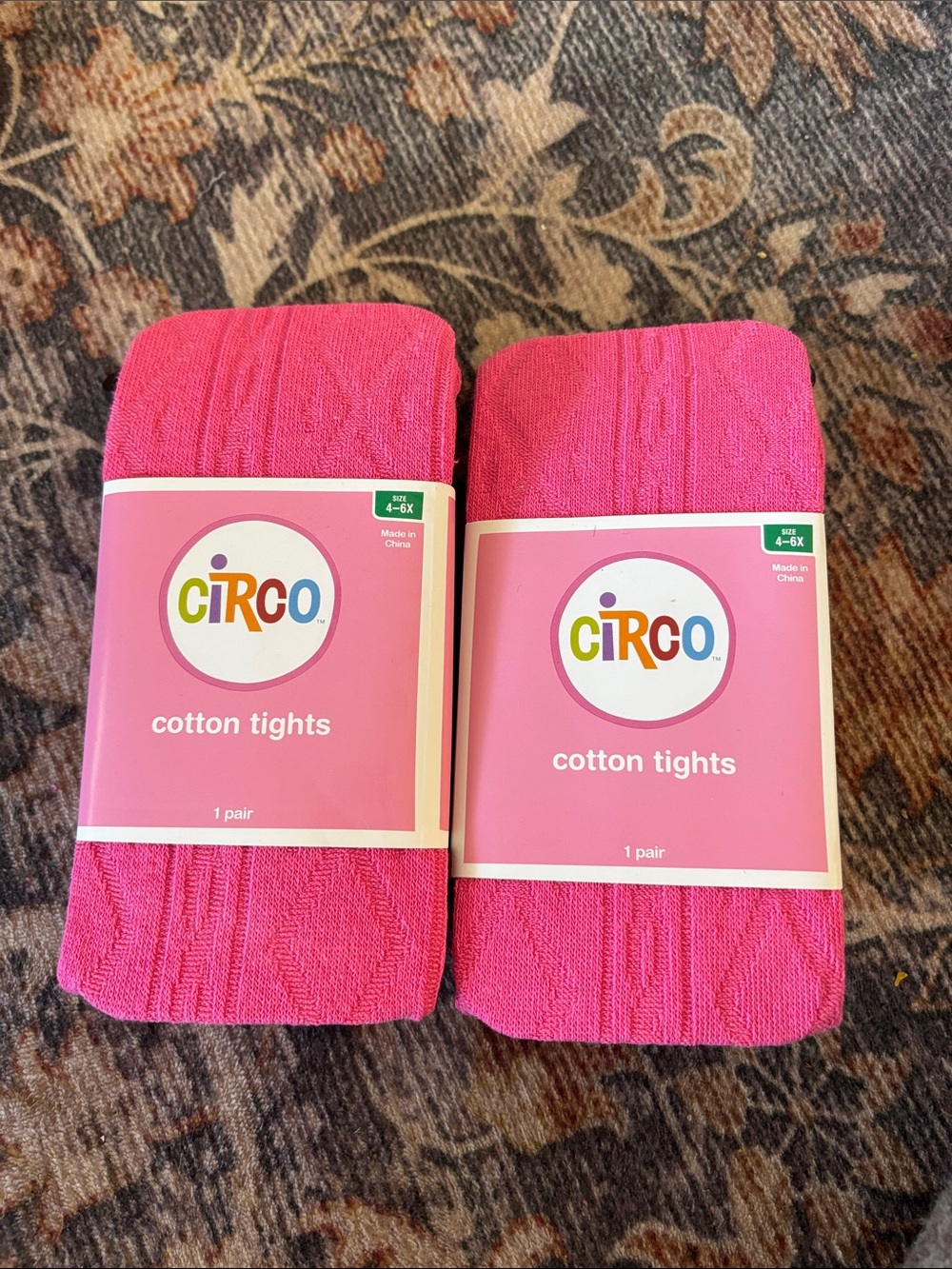 Circo Girls' Cotton Tights - Bright Pink Pack of 2